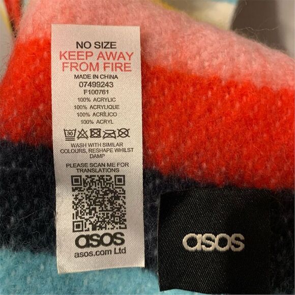 ASOS NWT Unisex Multicolor Striped Scarf 92" Long - Picture 2 of 3